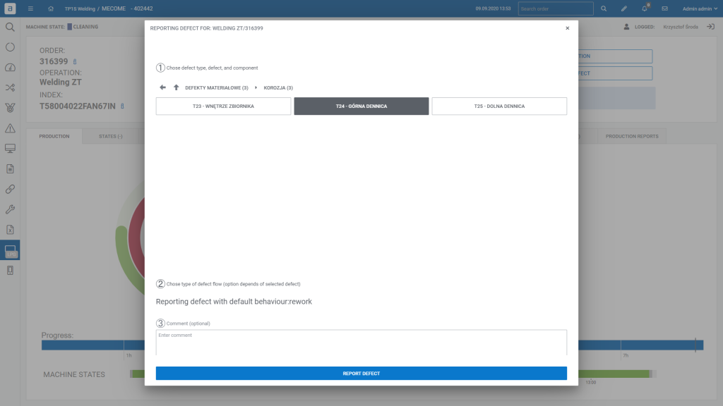 Report defect component