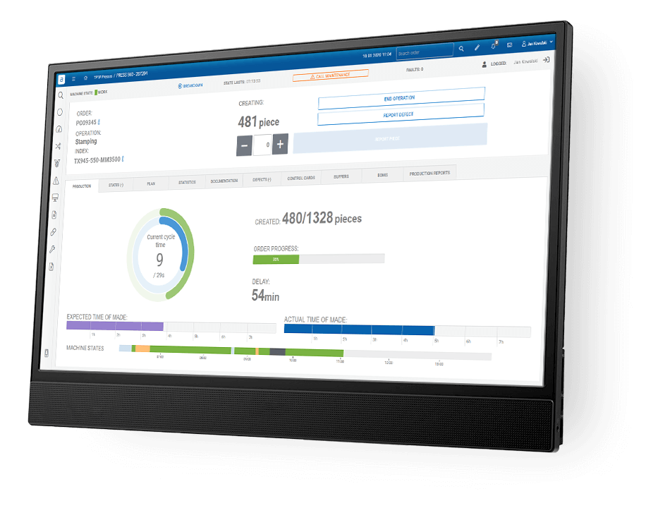 operator panel screen with mes system