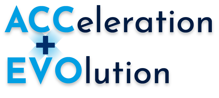 Text graphic displaying "ACCEVO Acceleration + EVOlution